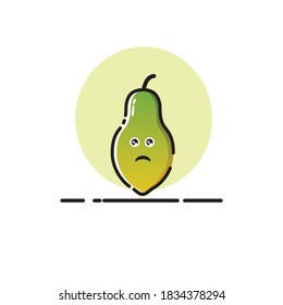 Papaya icon cute vector illustration sad teary eyes expression
