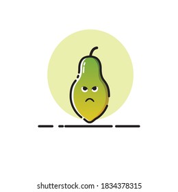 Papaya icon cute vector illustration angry expression