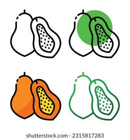 Papaya icon design in four variation color