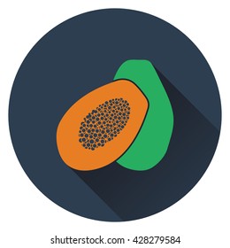 Papaya icon. Flat design. Vector illustration.