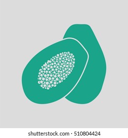 Papaya icon. Gray background with green. Vector illustration.