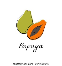 Papaya icon. Hand drawn vector isolated food icon. Illustration of tropical fruit