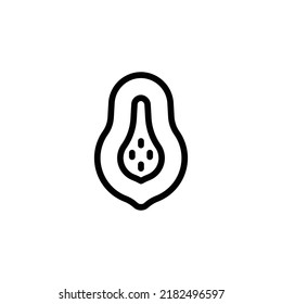 Papaya Icon. Line Art Style Design Isolated On White Background