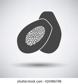 Papaya icon on gray background with shadow. Vector illustration. 
