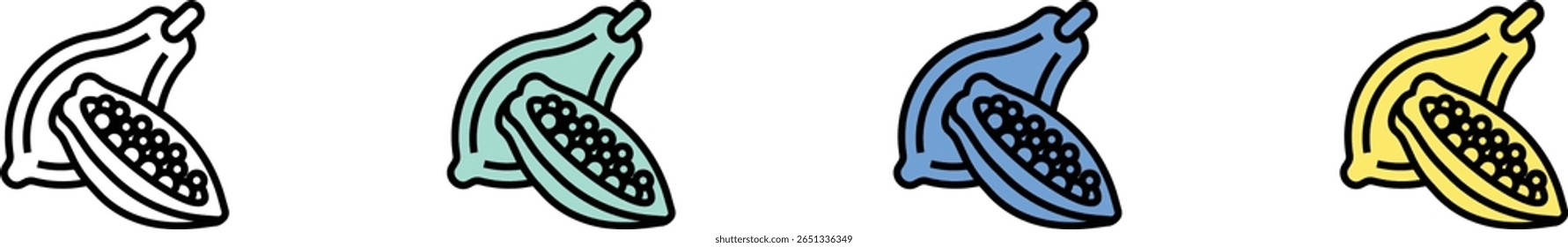 papaya icon. Outline, Green, Blue and Yellow Style Design Isolated On White Background