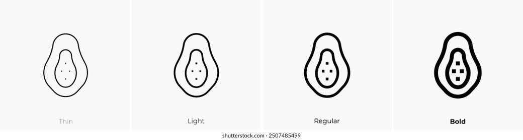 papaya icon. Thin, Light Regular And Bold style design isolated on white background