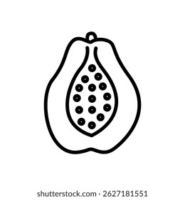 Vector de icono de papaya, icono de estilo de línea