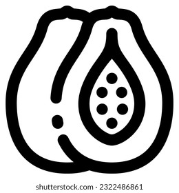 Papaya icon vector lineal black outline papaya illustration fruits vector icon papay for app food icon for healthy and vegetarian food for kids icon vector papaya fruit