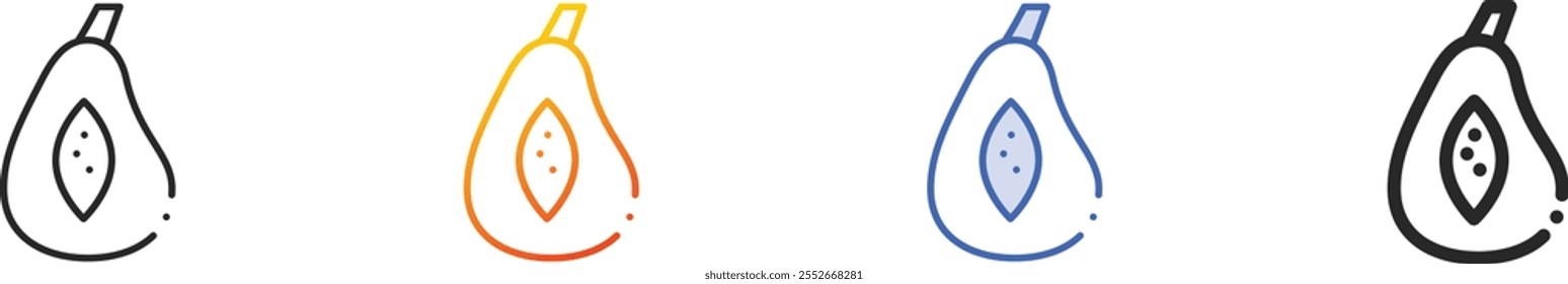 papaya icon.Thin Linear, Gradient, Blue Stroke and bold Style Design Isolated On White Background