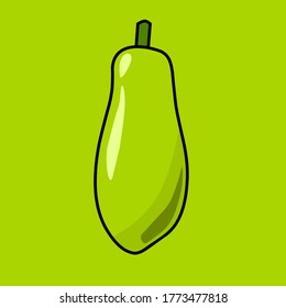 Papaya illustration vector with green background 