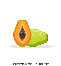 Papaya  isolated on white background. Vector illustration. Eps 10.