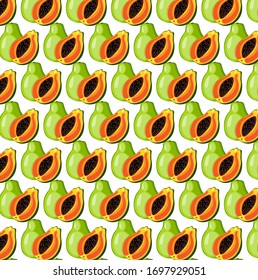 Papaya isolated on white background. Vector illustration. 