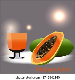 Papaya Juice in Glass Fruits with Lighting Background