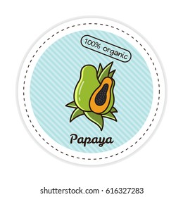 Papaya label. Vector illustration.