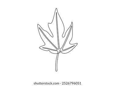 Desenho de linha contínua de folha de mamão. Isolado na ilustração do vetor de fundo branco