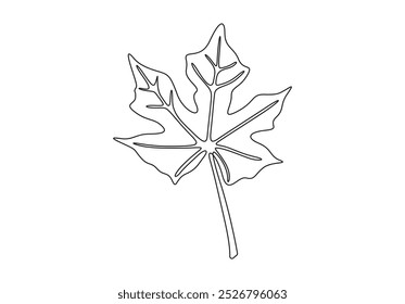 Papaya leaf continuous line drawing. Isolated on white background vector illustration