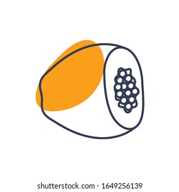 papaya line color style icon design, Fruit healthy organic food sweet and nature theme Vector illustration