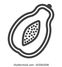 Papaya line icon, fruit and tropical, vector graphics, a linear pattern on a white background, eps 10.