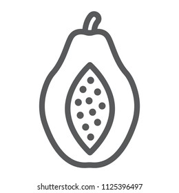 Papaya line icon, fruit and vitamin, diet sign, vector graphics, a linear pattern on a white background, eps 10.