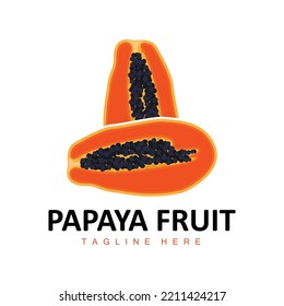 Papaya Logo Design, Vitamin Fruit Vector, Fruit Product Brand Illustration Icon