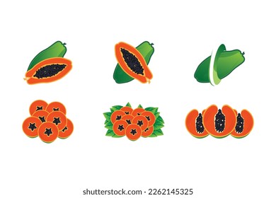 Papaya Logo Design, Vitamin Fruit Vector, Fruit Product Brand Illustration Icon