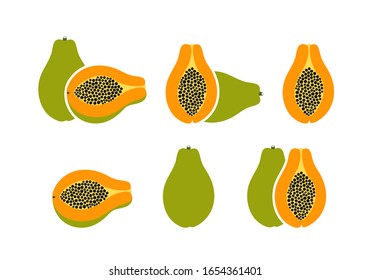 Papaya logo. Isolated papaya on white background