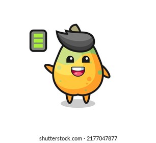 papaya mascot character with energetic gesture , cute style design for t shirt, sticker, logo element