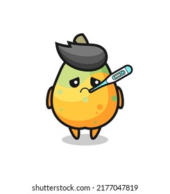 papaya mascot character with fever condition , cute style design for t shirt, sticker, logo element