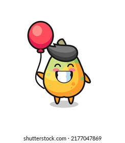 papaya mascot illustration is playing balloon , cute style design for t shirt, sticker, logo element