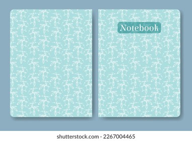 Papaya Monochrome Sketch nahtlose Muster Notebook-Cover-Vorlage. Türkisfarbene, trendige Vektorgrafik
