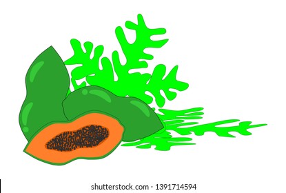 Papaya on a white background