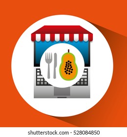 papaya online shopping app vector illustration eps 10