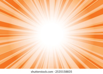 Papaya Orange Sunburst Pattern Background. Abstract sun rays flare background. Bright comic sunburst effect background for templates, sales banners, events, ads, web, and much more.