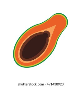papaya organic healthy natural food icon. Flat and Isolated illustration. Vector illustration