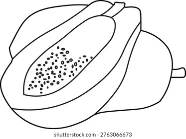 Papaya Outline Vector – Fresh Tropical Fruit Line Art Illustration

A clean and simple papaya outline illustration created in a natural, hand-drawn style. This vector design highlights the shape of a fresh tropical fruit, making it perfect for food-related projects, healthy lifestyle content, icons, logos, and educational materials. Its minimal line art look works well for both print and digital use, including coloring pages and modern graphic designs.