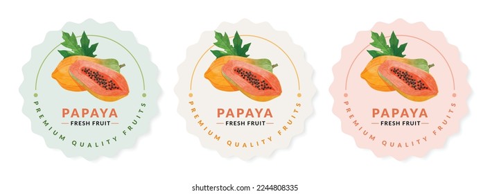 Papaya packaging design templates, watercolour style vector illustration.