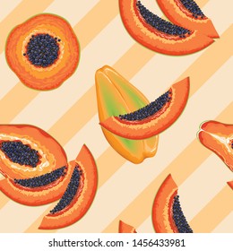 Papaya Party Vector Seamless Pattern Textile Design 
