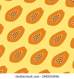 Papaya Pattern Background. Social Media Post. Fruit Vector Illustration.