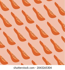 Papaya Pattern Background. Social Media Post. Fruits Vector Illustration.