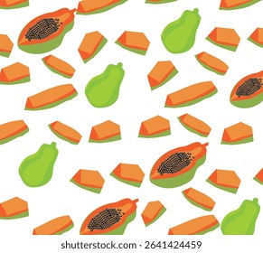 Papaya Pattern Papaya fruit Vector illustration.
Good for banner, poster, greeting card, party card, invitation, template, advertising, campaign, and social media. 

