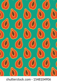 papaya pattern on green background
