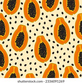 Papaya pattern on a light yellow background.