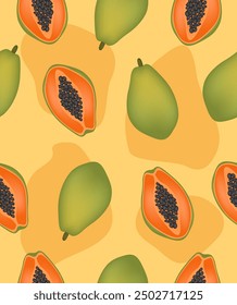 Papaya pattern on an orange background.