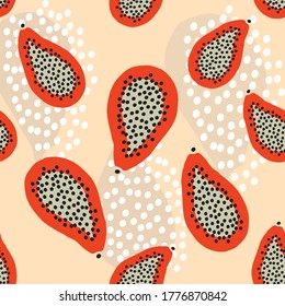 papaya pattern vector background. cute vector fruit background