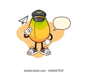 Papaya pilot with speech bubble cartoon. Mascot Character vector.