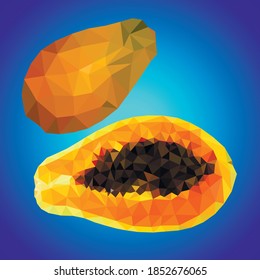 Papaya en estilo poligonal. Ilustración del vector
