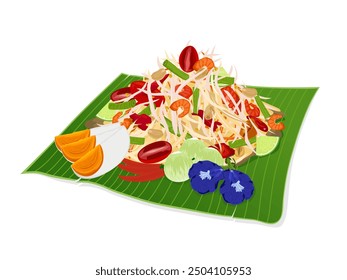 papaya salad on a white background.