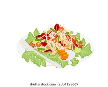 papaya salad on a white background.