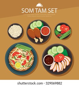 papaya salad, som tam thai food flat design