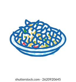 papaya salada thai cozinha ícone doodle esboço vetor. sinal de cozinha papaya salada thai. ilustração símbolo isolado